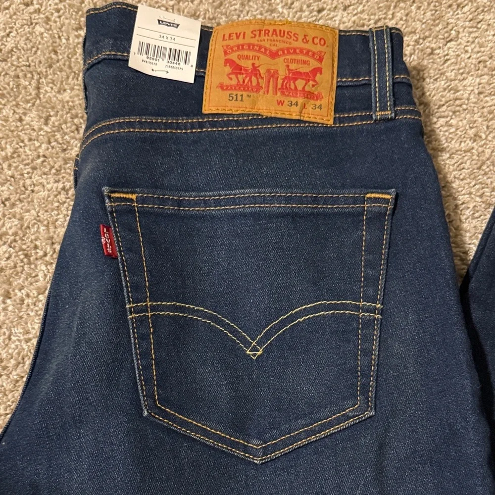 New 511 Slim Levi's Men's Deep Indigo Jeans All Seasons Tech 34 x 34